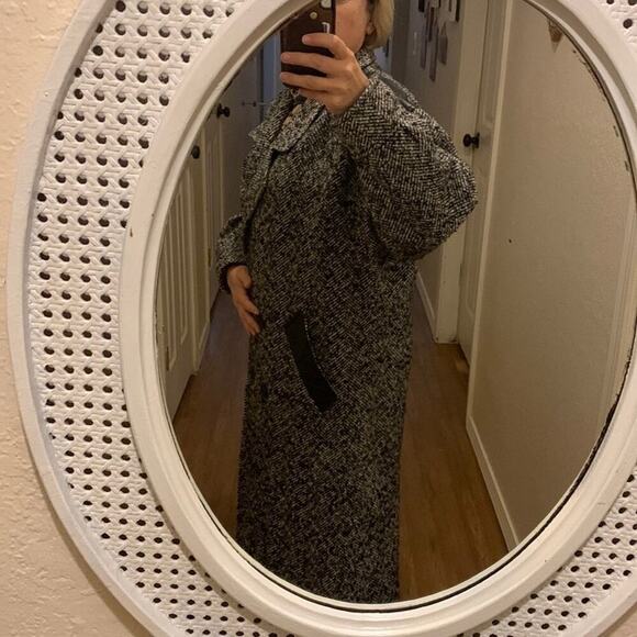 Vintage • Union Made • Leather and Houndstooth tweed Coat • Long coat • Evening - Picture 12 of 12